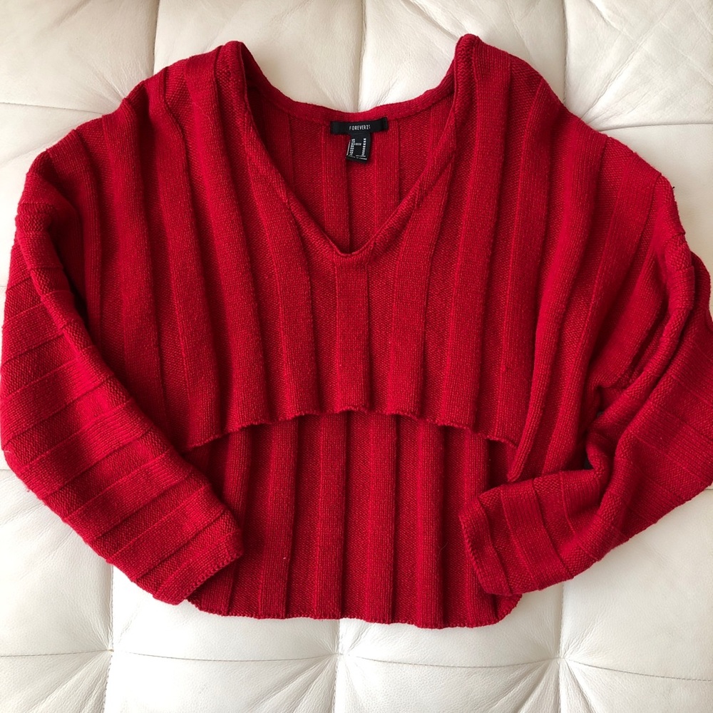 Forever 21 Red Crop Sweater